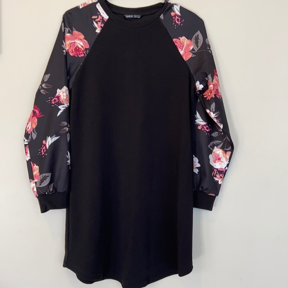 Black dress, with pretty floral sleeves